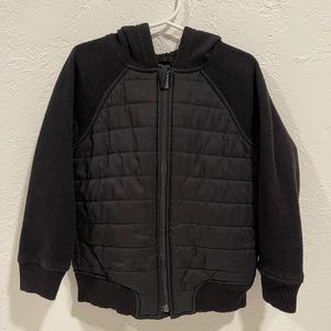 Cozy zip up hoodie with faux puffer vest